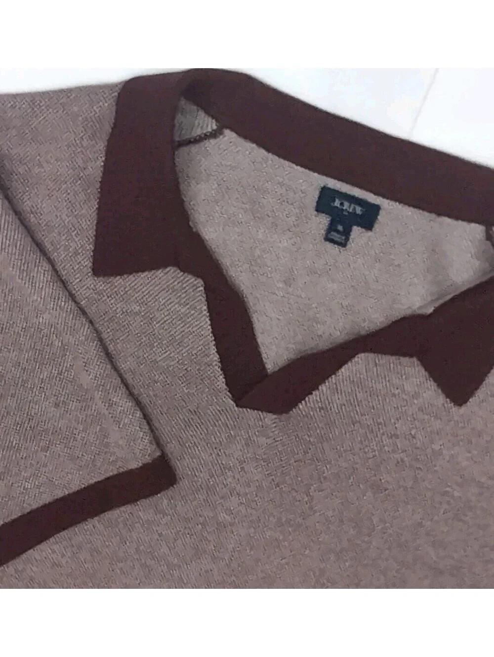 J Crew Mens XL Merino Wool Johnny Collar Polo Sweater Short Sleeve Burgundy Soft
